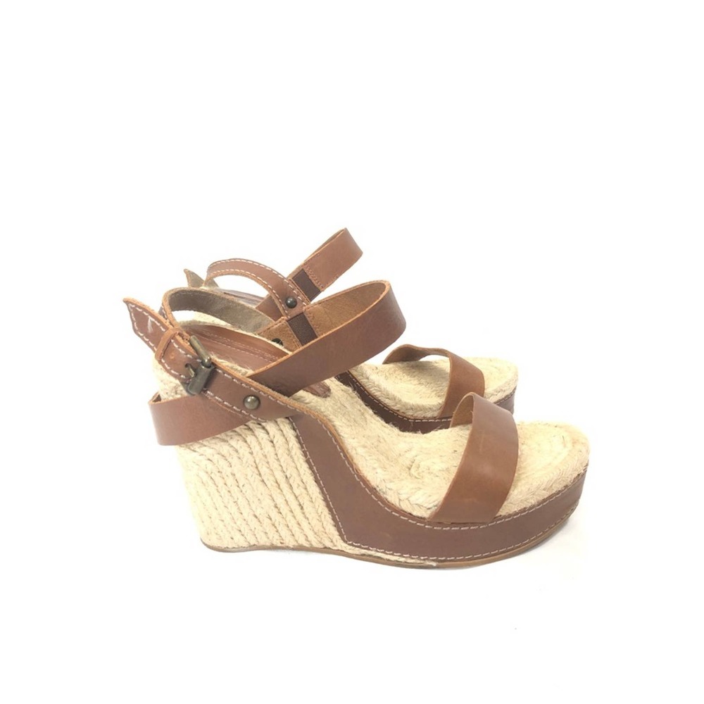 ADOLFO DOMINGUEZ Straw/Brown Wedges - Picture 4 of 8